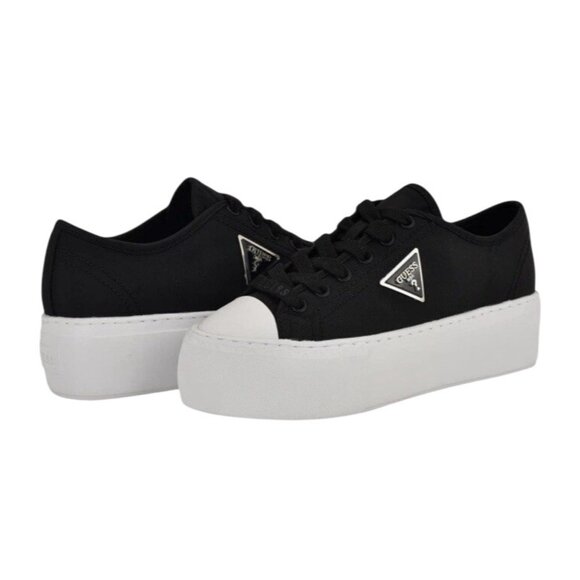 Guess Shoes - Guess  Joezi Platform Black Women’s 8.5M Fashion Sneakers Triangle Logo Plaque